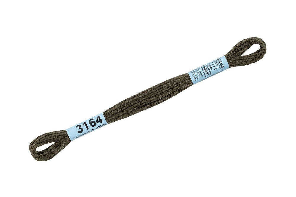 Мулине Gamma 100% хлопок, цв.3164 т.коричневый-хаки, 24 мотка по 8 метров