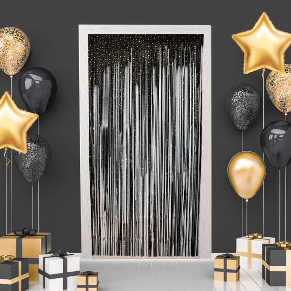 Занавес Дождик 100х200 см, 01_черные звезды, Boomzee GBZ-13