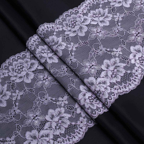 Кружево бельевое эластичное 180 мм / 3.4 метра, цвет светло-серый