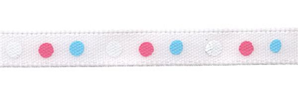 Лента атласная с рисунком 6.0 мм / 22.8±1 метра, D2/001 горох/белый, Gamma ALP-063