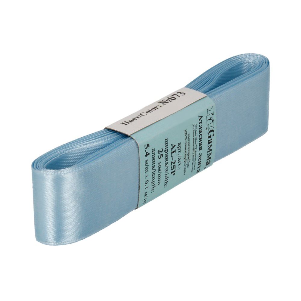 Лента атласная 1-сторонняя 25.0 мм / 5 шт по 5.4 метра, №073 бл.синий, Gamma AL-25P Лента атласная 1-сторонняя 25.0 мм / 5 шт по 5.4 метра, №073 бл.синий, Gamma AL-25P