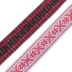 Лента (тесьма) жаккардовая 25.0 мм / 20±1 метров, белый/красный, с19219