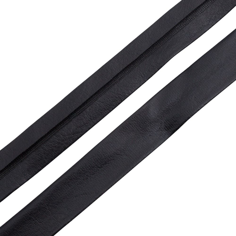 Косая бейка кожзам 15 мм / 45 метров, черный