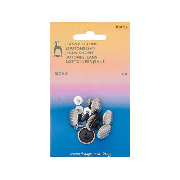 Пуговицы джинсовые ⌀17 мм, Точки, материал верха: латунь, т.никель, 6 шт, Pony, 81212