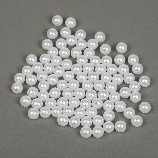 Бусины пластик (перламутр) ⌀10 мм, цв.033 белоснежный, уп.500г (960 шт), Magic4Hobby