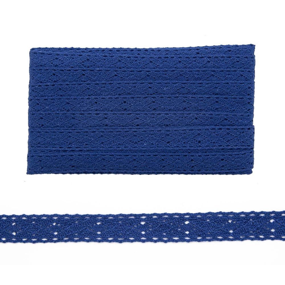Кружево вязаное (тесьма) 20 мм, х/б, JD056 т.синий, 20 м