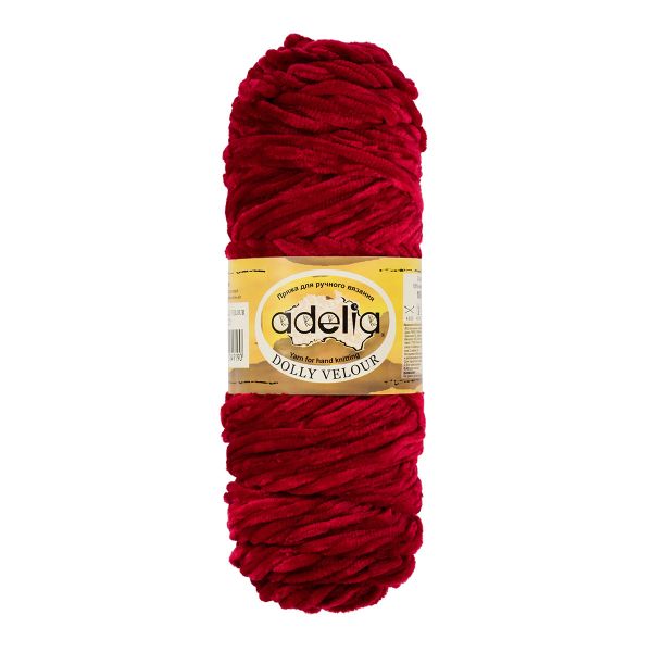 Пряжа Adelia Dolly Velour / уп.5 мот. по 100г, 93м, 21 красный