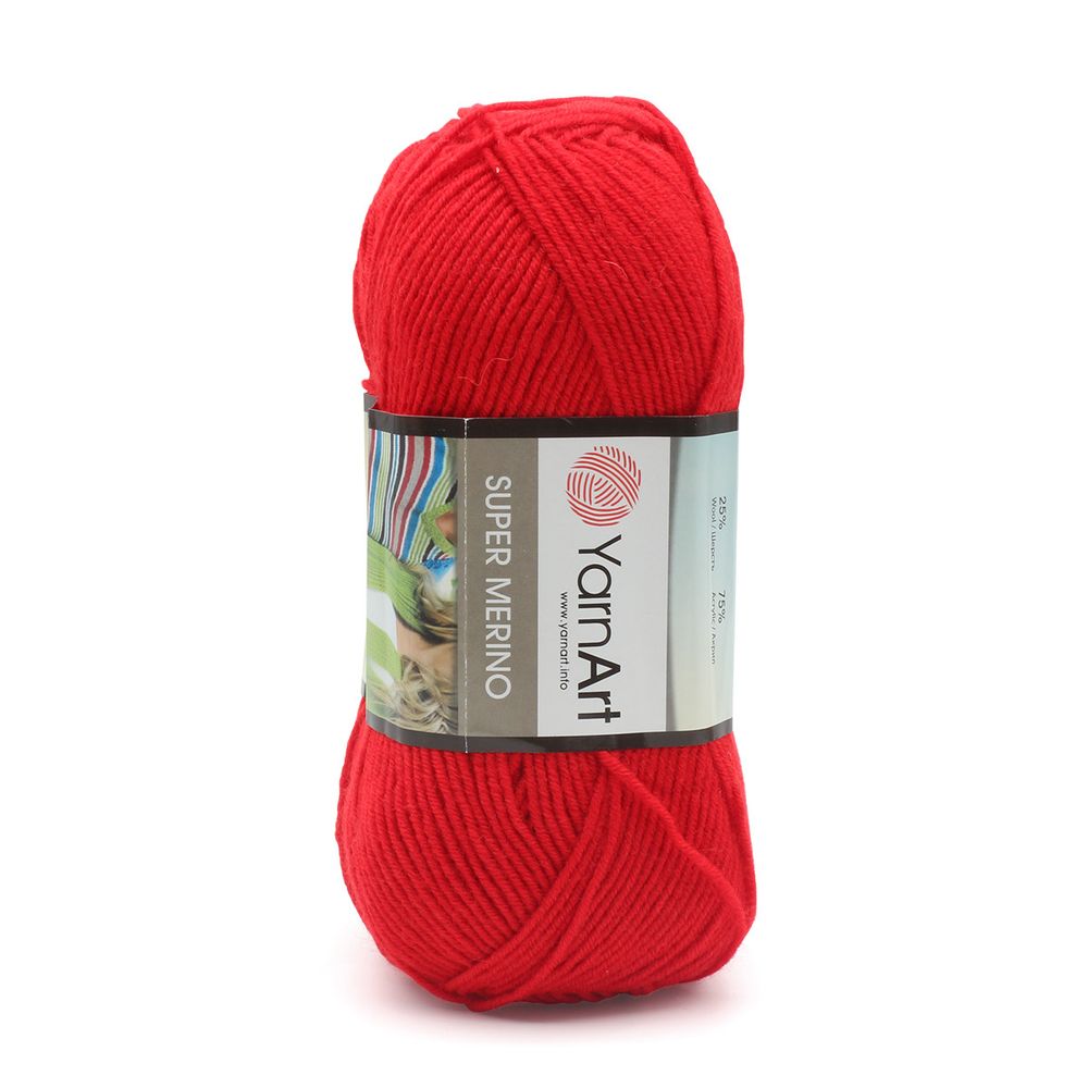 Пряжа YarnArt (ЯрнАрт) Super Merino / уп.5 мот. по 100 г, 300м, 251 красны