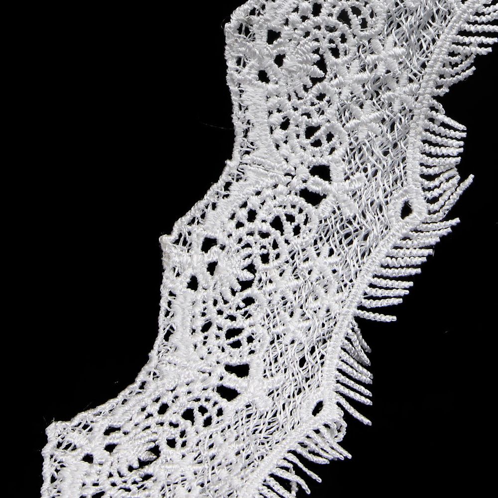 Кружево гипюр (плетёное) 72 мм / 3 метра, C501 белый