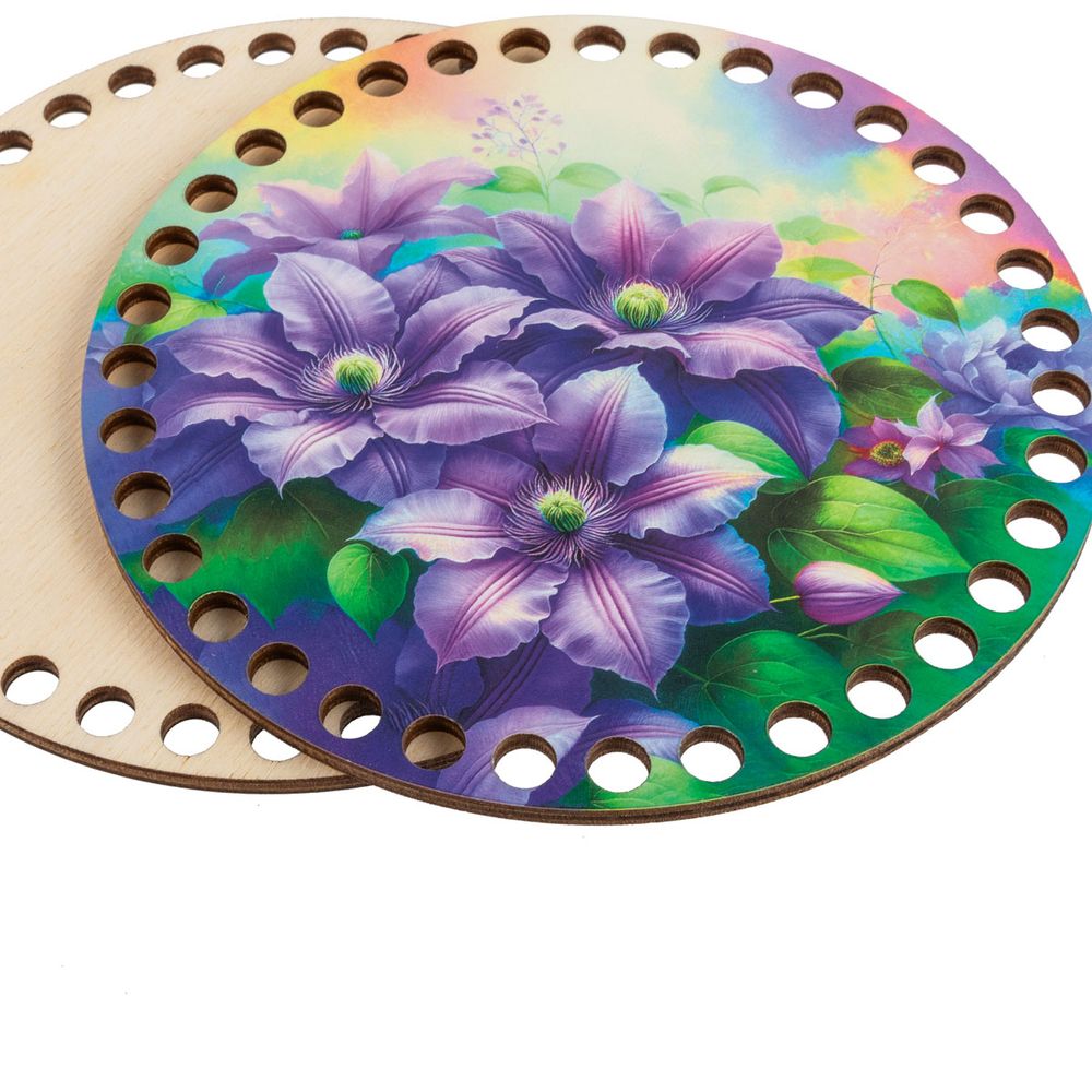 Набор донышек для вязания Глянцевый фанера ⌀15х0.4 см, 2 шт, 06 Клематис, Love2art ДВ-01