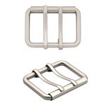 Пряжка прямоугольная 45 мм, с двумя язычками, металл (Nickel Серебро (никель) матовое), МТ_1864, 6 шт