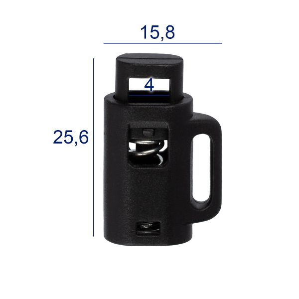 Фиксатор (зажим) для шнура пластик 1 отв., ⌀4.0 мм, 24 шт, №01 черный, Micron A 8840