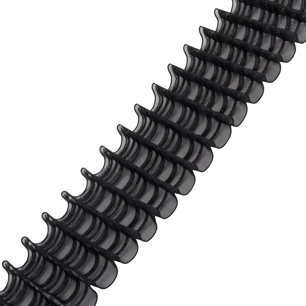 Лента (тесьма) шторная: сборка параллельная (1:2) 80 мм / 50 метров, (5 рядов петель, 3 шнура), черный ГР, 150-3951