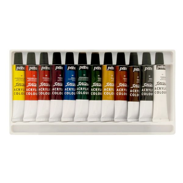 Краска акриловая набор Studio Acrylics 12 цв. 12 мл, Pebeo