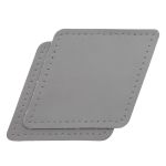 Заплатки пришивные из кожи, ромб 8х11,2см с перфорацией, 2 шт, 100% кожа, 07 серый, 9125