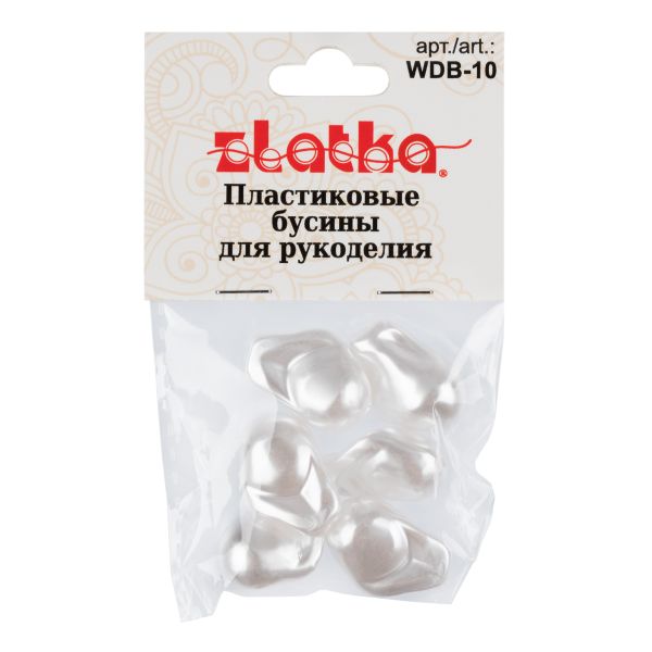 Бусины пластик 21х16 мм, 10х6 шт, №01 большая капля под жемчуг, Zlatka WDB-10