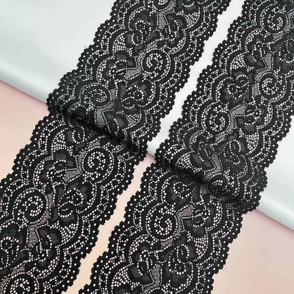 Кружево эластичное (стрейч) 100 мм / 3 метра, C580 черный