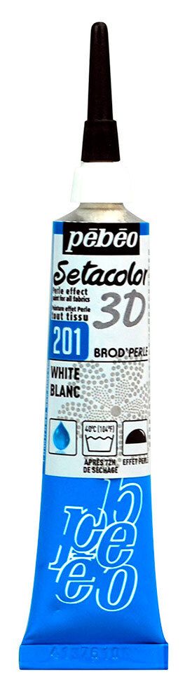 Контур по ткани для создания жемчужин Setacolor 3D 20 мл 557201 белый, Pebeo