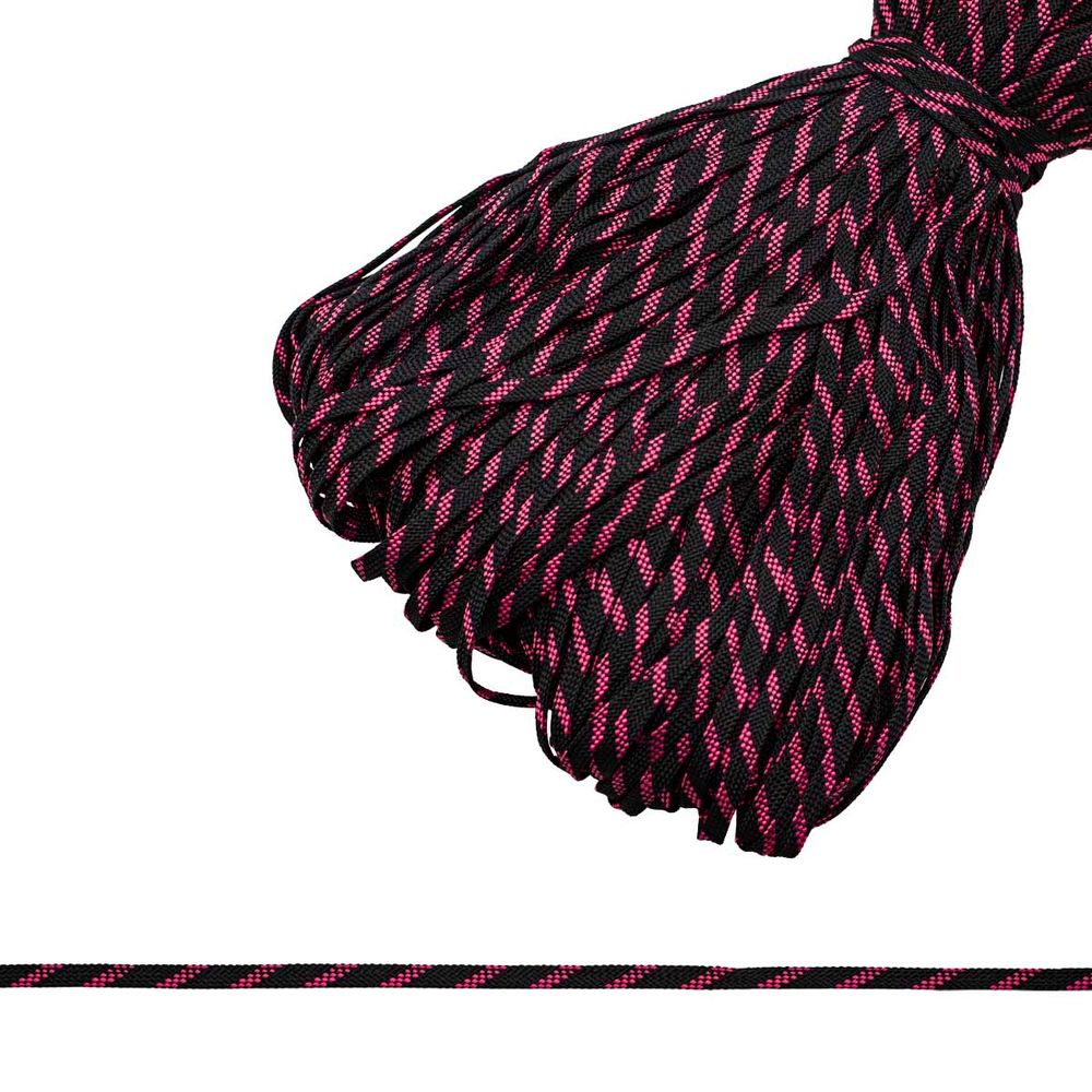 Шнур обувной ⌀9.0 мм / 200 метров, Мн, черный с яр.малиновым, 7С859