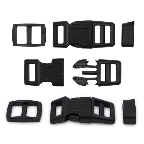 Фастекс (пряжка трезубец), рамка и рамка-регулятор 10мм, пластик, (2 компл.) Hobby&Pro, черный, A03001037-10