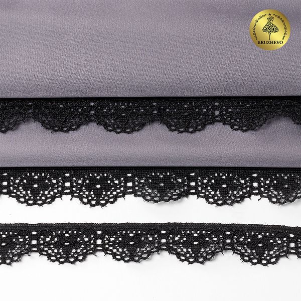Кружево эластичное (стрейч) 15 мм 8031, цв.02 черный уп.50м, Kruzhevo