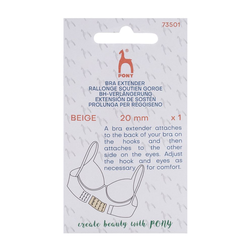Удлинитель застежки для бюстгальтера 3*1, 20 мм, бежевый, 1 шт, Pony, 73501