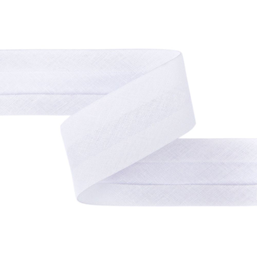 Косая бейка хлопковая 40 мм / 5 шт по 5.4 метра, белый №001, Gamma GK-40C