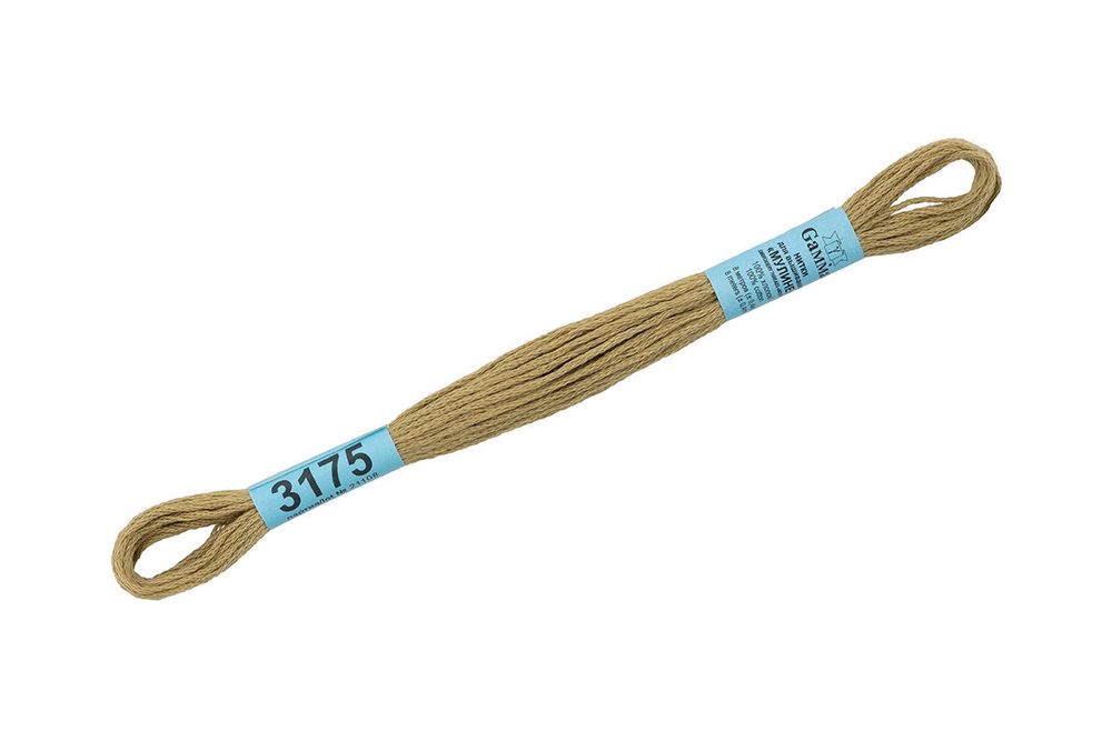 Мулине Gamma 100% хлопок, цв.3175 серо-бежевый, 24 мотка по 8 метров