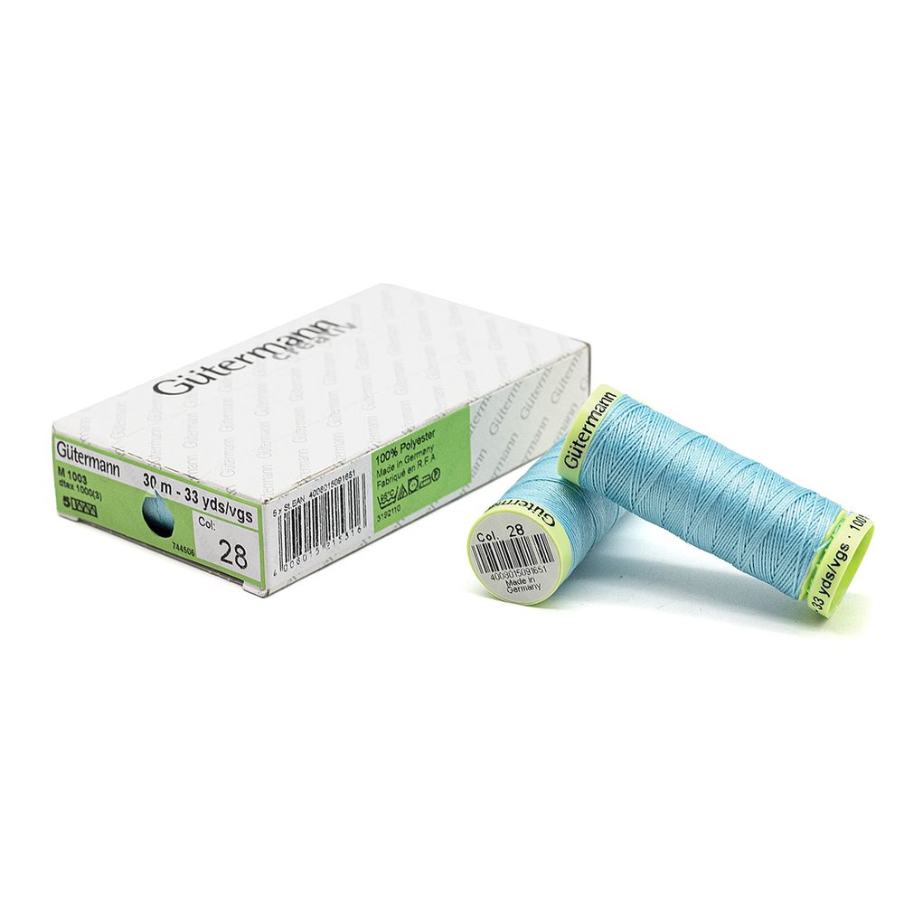 Нитки отделочные Gutermann Top Stitch, 30м, 028 бирюзово-голубой, 5 катушек