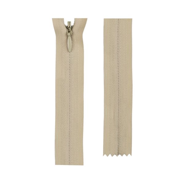 Молния спираль потайная плательная Т3 (3 мм) 1 зам., н/раз., 25 см, сатин (плотная), 311 бежево-серый, G013P Gamma, 10 шт