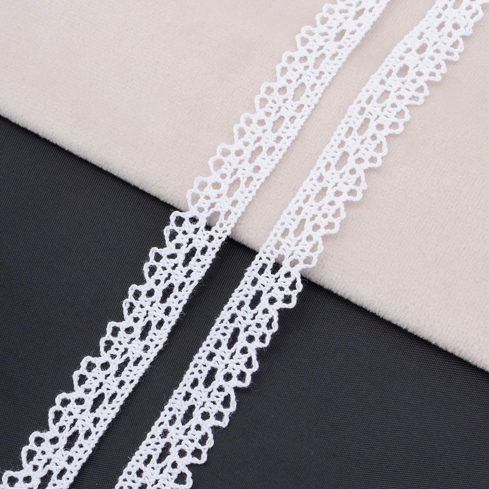 Кружево вязаное (тесьма) 12 мм / 25 метров, белый, рис.12.01.071