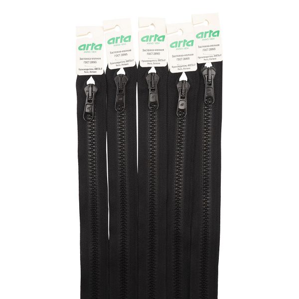 Молния трактор Arta Т8 (8 мм) 1 зам., разъем., 75 см, 077 черный, уп. 5 шт