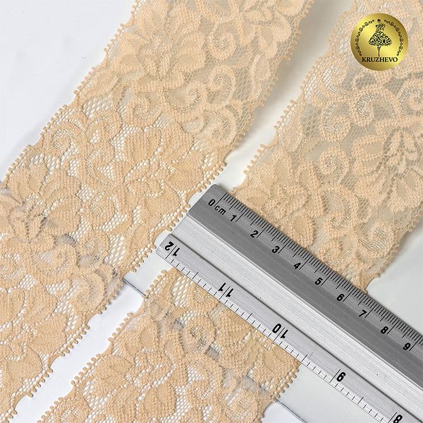 Кружево эластичное (стрейч) 65 мм, 266, цв.08 экрю уп. 25 м, Kruzhevo