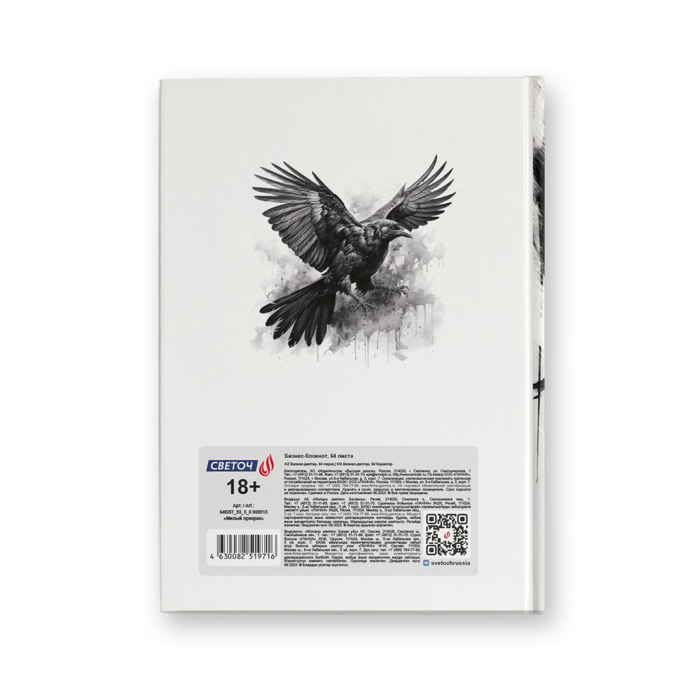 Бизнес-блокнот, мат. лам. + выбор. лак, тониров. блок, евроформат 64 л., 3 шт, французская клетка, Милый призрак 000913, Светоч 64ББТ_93_5_0