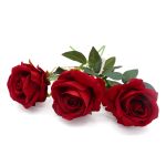 Цветы искусственные Роза Вельвет 50см из 3 шт, Красный /TOS/