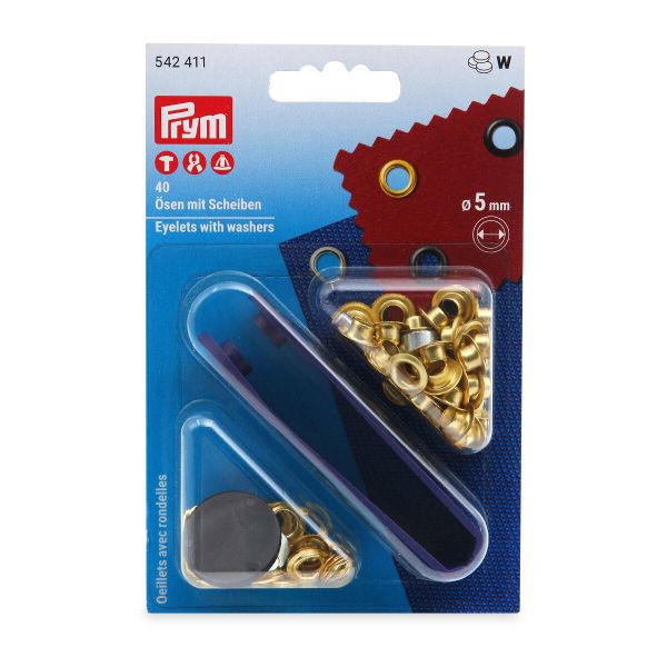 Люверсы металл ⌀_5.0 мм (внутр.), золотой, Prym, 40 шт