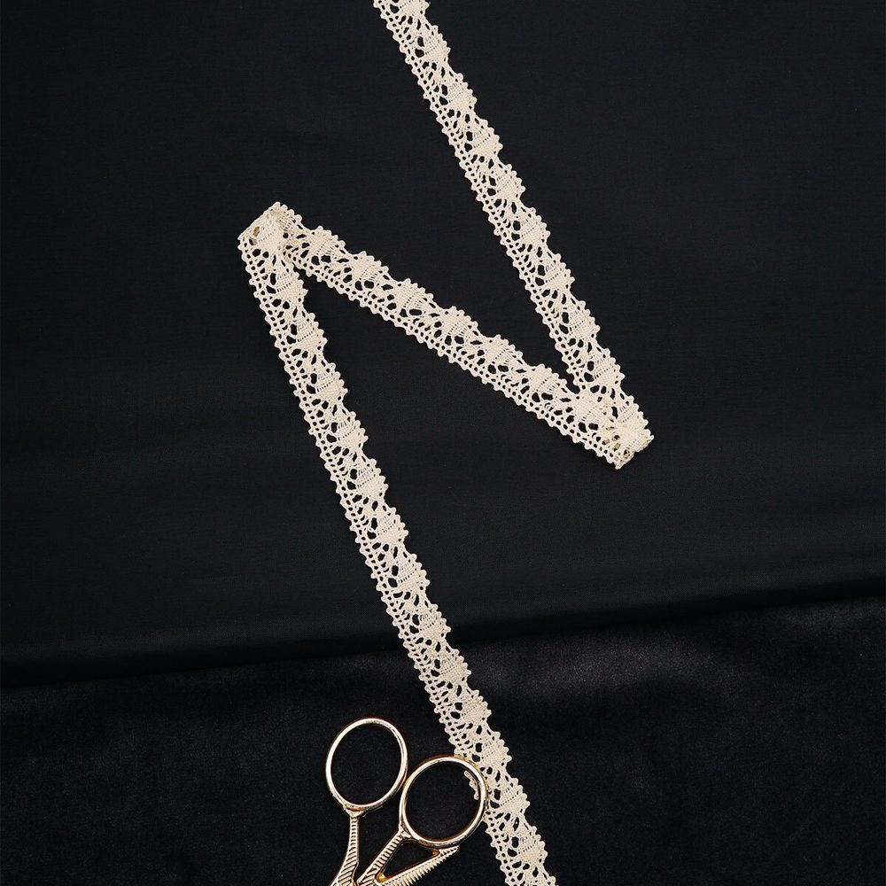 Кружево вязаное (тесьма) 15 мм / 13.72 метра, хлопок, неотбеленный, 3AR3367