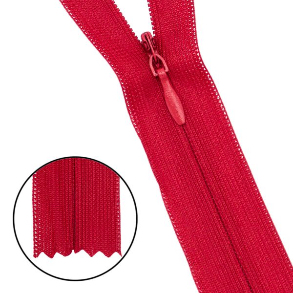 Молния потайная (скрытая) Т3 (3 мм) 1 зам., н/раз., 50 см, нейлон, 519 красный, 148, 10 шт