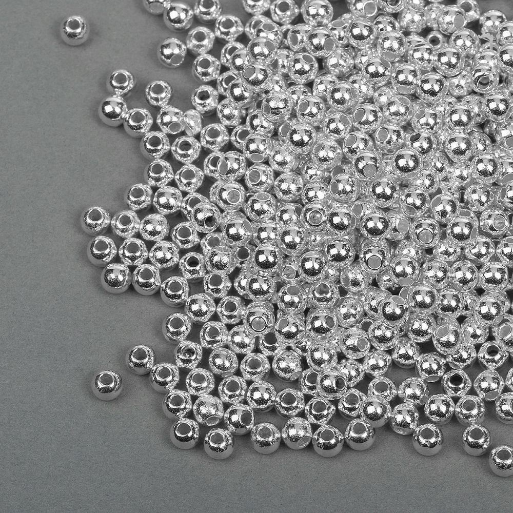 Бусины пластик ⌀4 мм, цв.серебро уп.50 г, Magic4Hobby