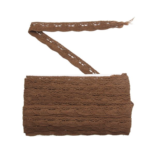 Кружево вязаное (тесьма) хлопковое 20 мм / 9.14 метров, C092 коричневый