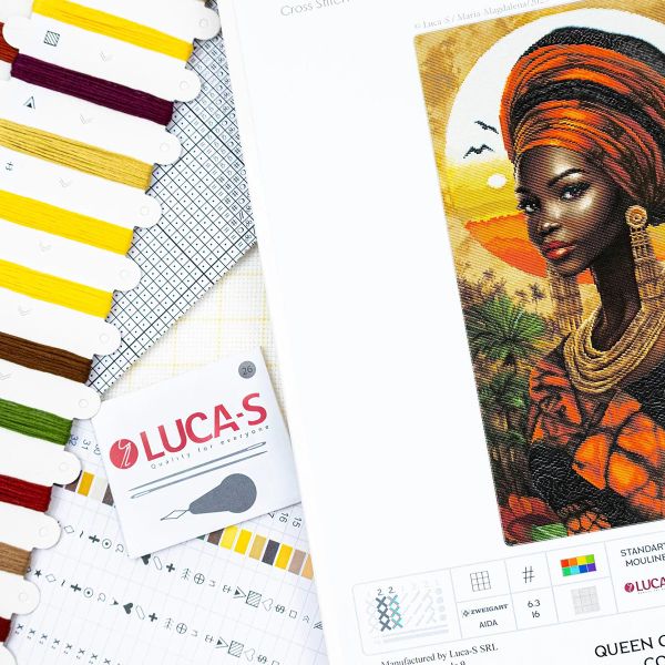Набор для вышивания нитками Luca-S, Королева залитого солнцем континента, 29х48см
