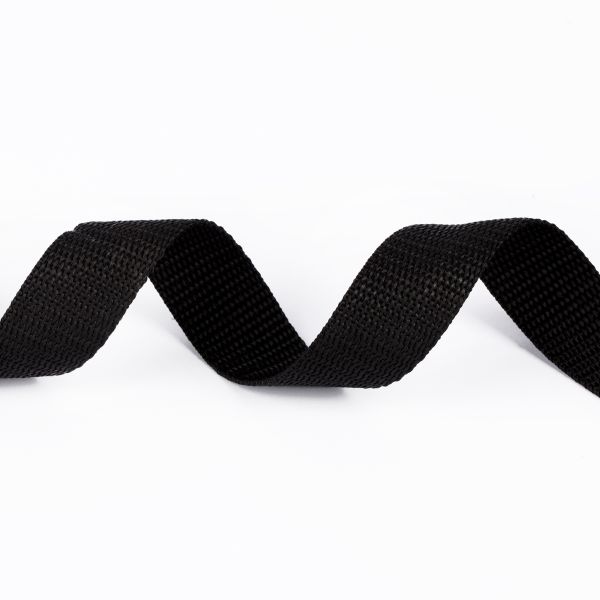 Стропа (ременная лента) 25 мм / 25 метров, толщ. 1.29 мм, [16.6 г/пог.м], 100% п/п, черный, Gamma С3870Г17