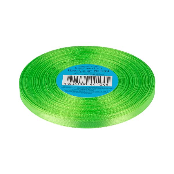 Лента атласная 1-сторонняя 6.0 мм / 33±2 метра, 089 св-салатовый, Gamma