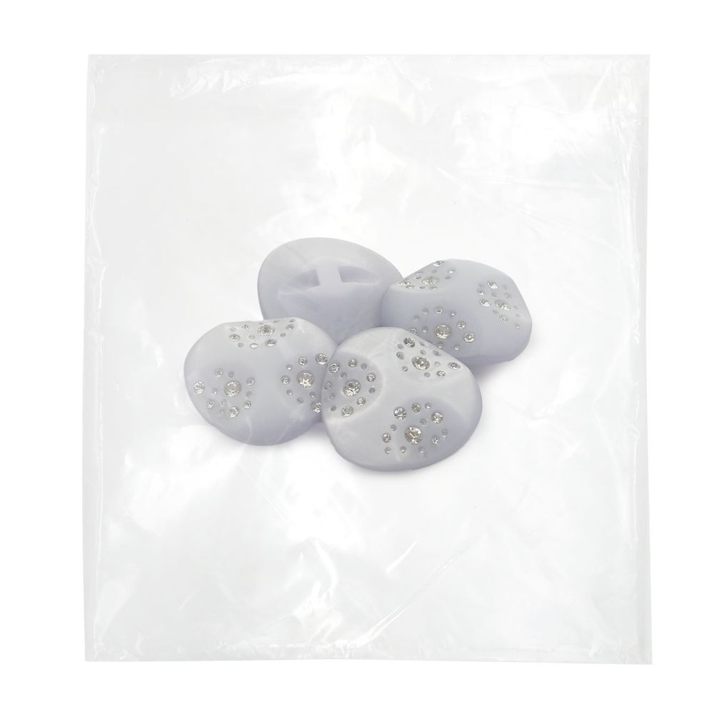 Пуговицы на ножке пальтовые со стразом (пластик) 676415 (серебро), 4 шт