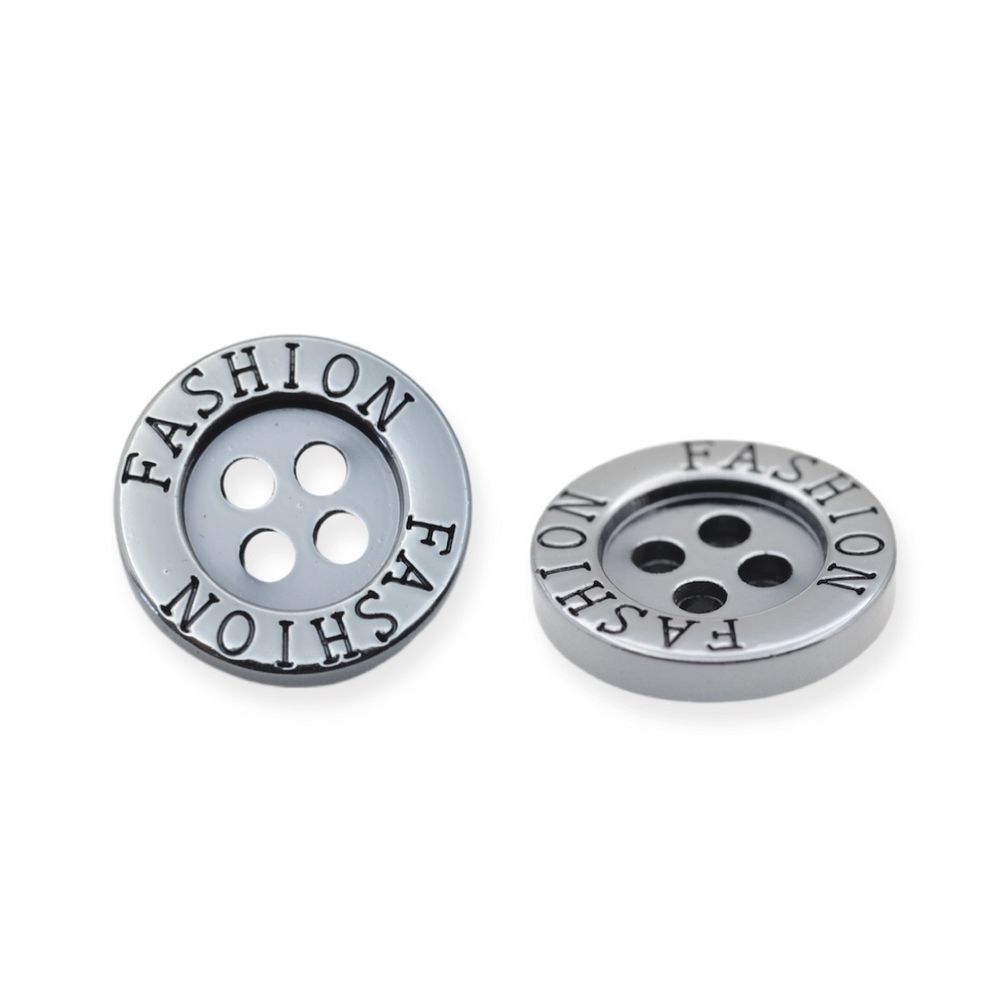 Пуговицы 4 прокола 24L (15мм), (Nickel (никель)), 36 шт