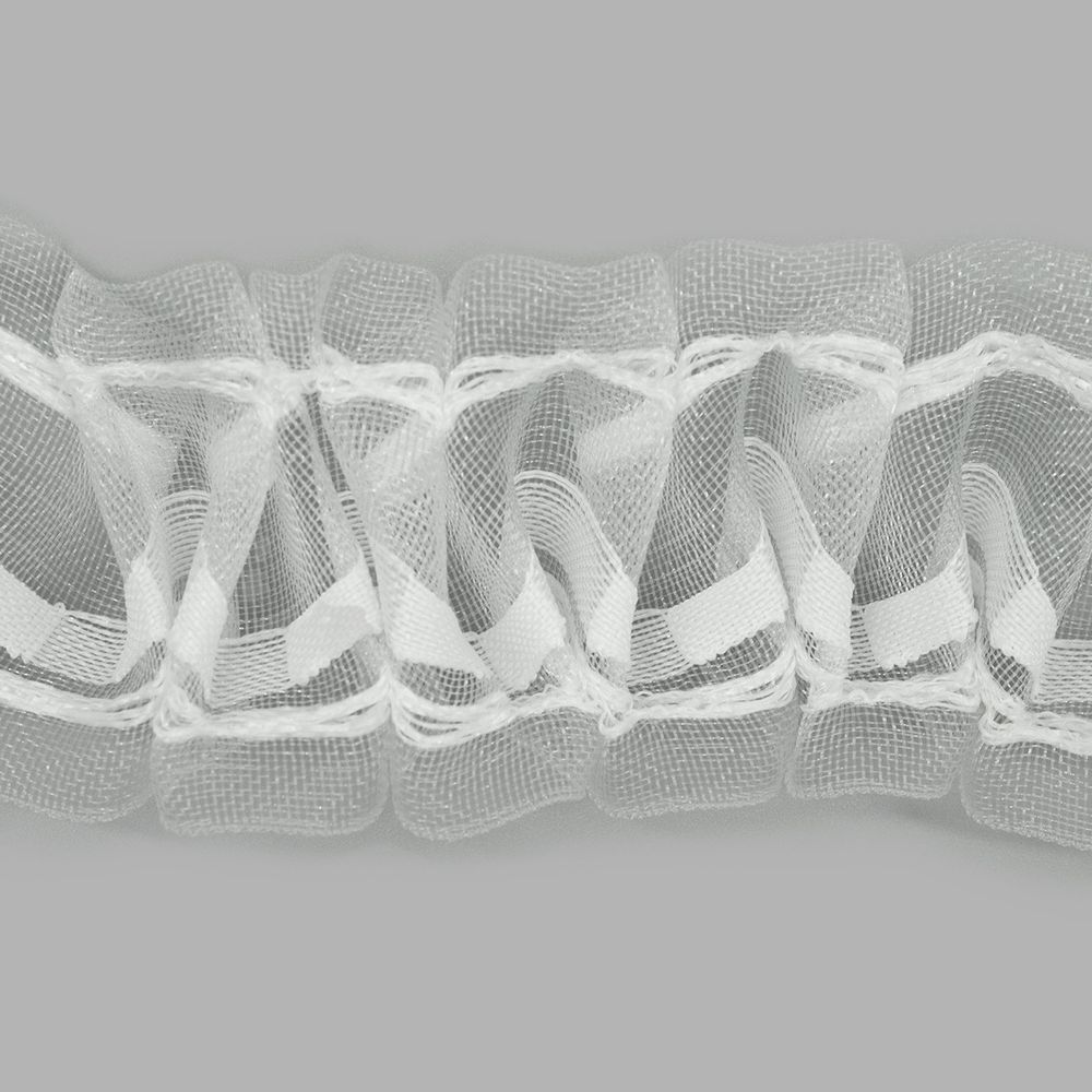 Лента (тесьма) шторная: сборка вафельная (1:2.5) 45 мм / 50 метров, (1 ряд петель, 2 шнура), прозрачный, 9С742ПЭ-Р9004