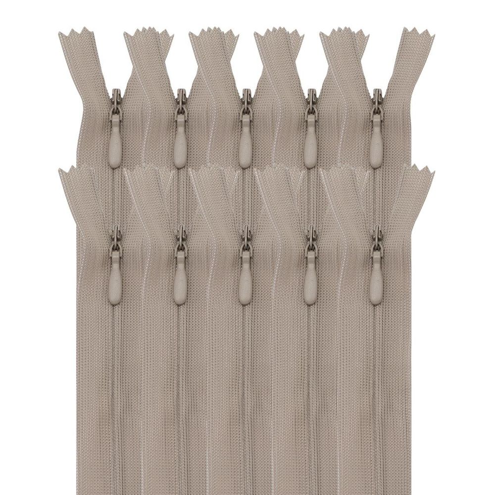 Молния потайная (скрытая) Т3 (3 мм) 1 зам., н/раз., 50 см, т.бежевый, 31276 / 50, 10 шт