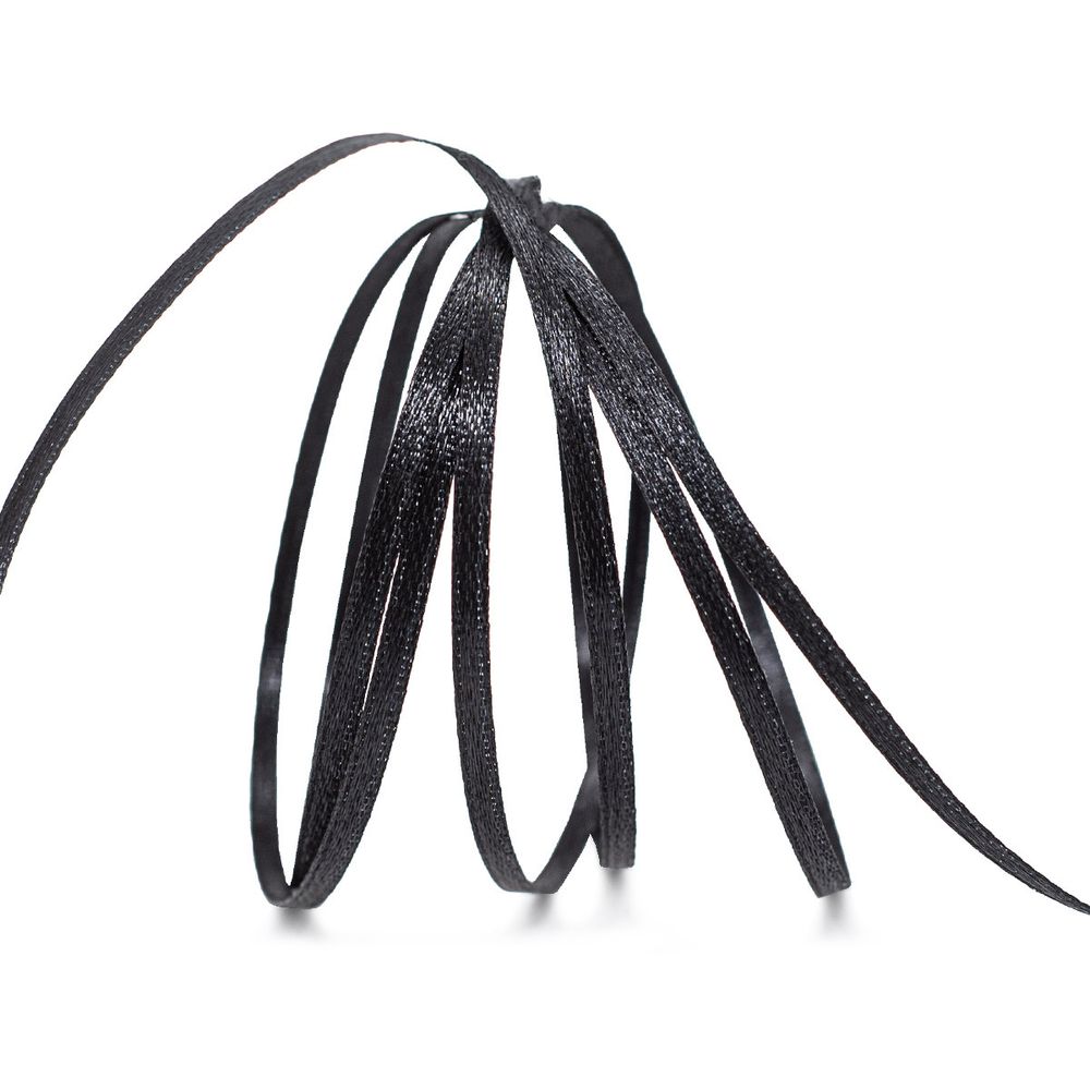 Лента атласная 2-сторонняя 3.0 мм / 100±2 метров, (160 черный), Globus