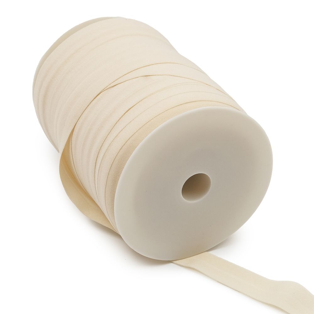 Косая бейка трикотажная 20 мм / 100 метров, C571 молочный