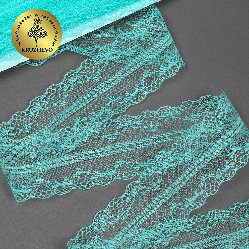 Кружево отделочное в стиле "трикотаж" 40 мм, 150-1, цв.04 мята, 9.14м